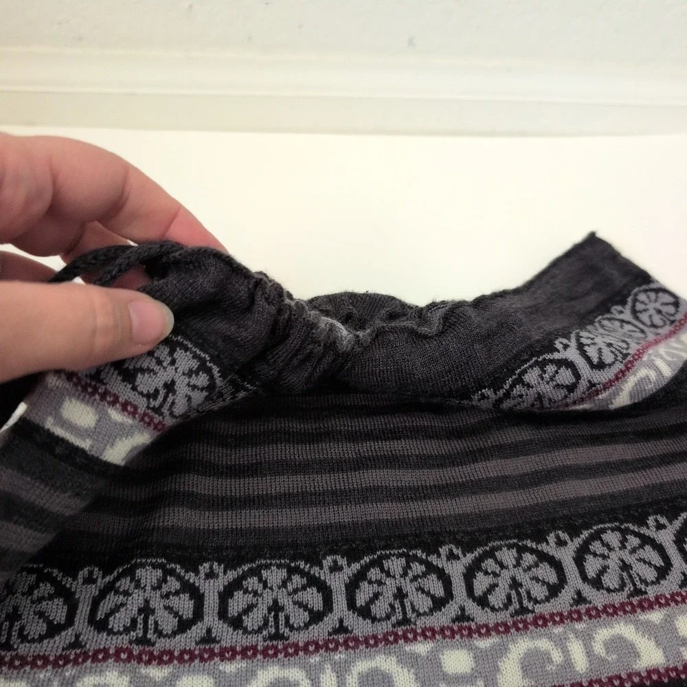 Icelandic Design Womens Wool Blend Knit Fair Isle Mini Skirt Black Grey Size M